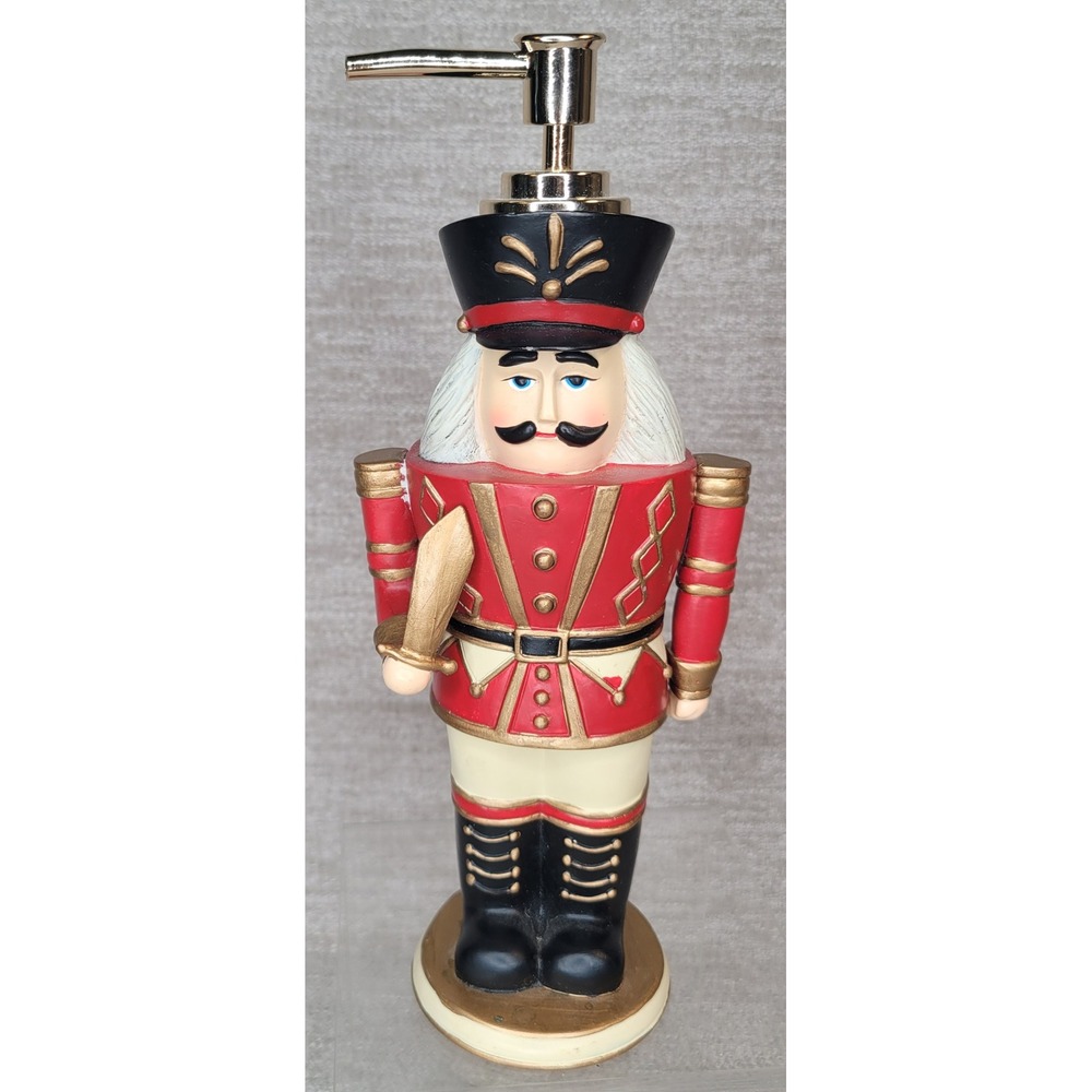Nutcracker Soap Dispenser Red Gold Christmas Holiday Decor